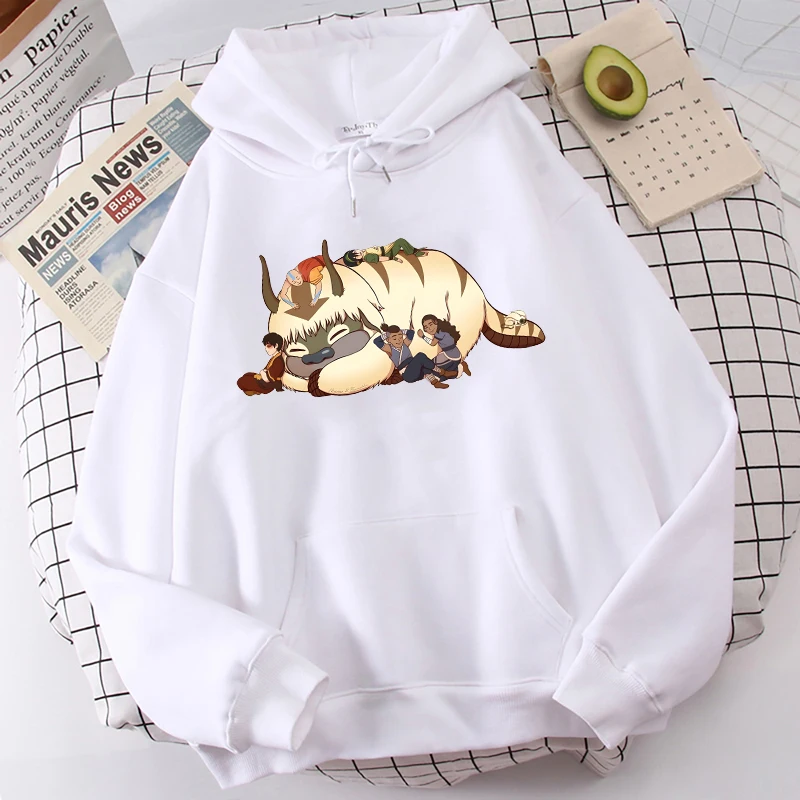 아바타 The Last Airbender Aang Appa Kawaii Cartoon Women Hoodies 하라주쿠 유니섹스 스트리트웨어, 오버사이즈 여성 루즈핏 스웨터