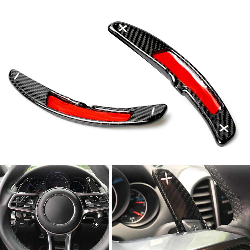 2x Carbon Fiber Steering Wheel Paddle Shift For Porsche Panamera Macan Cayenne 911 Carrera 991 Boxster/Cayman 718 2016-2017 PDK