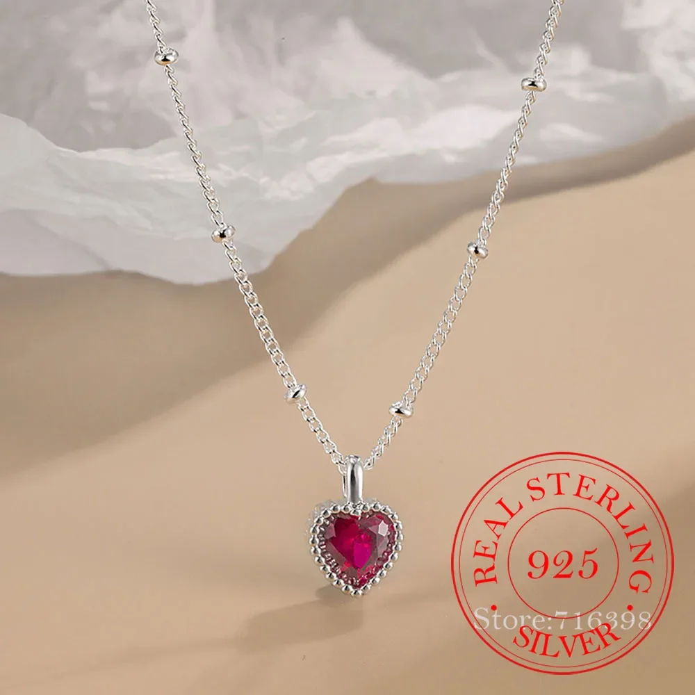 

Ожерелье женское из серебра 925 пробы, с красным мини-сердцем