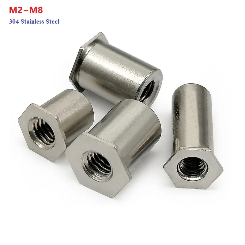 

304 Stainless Steel Through Hole Hexagonal Rivet Stud Rivet Nut Column Riveting Stud M2 M2.5 M3 M4 M5 M6 M8
