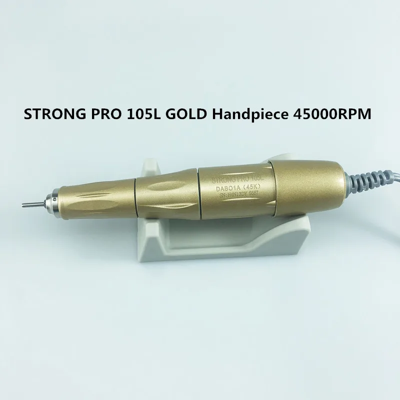 STRONG 45000 PRO 210 105L 65W, taladro de uñas, máquina de manicura y pedicura, brocas eléctricas, oro, 105 rpm