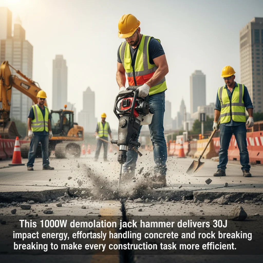 

Отбойный молоток 1000 Вт, 30 Дж, газовый, для разрушения бетона и камня, 2-тактный, с долотами-зубилами, 33 куб. см.