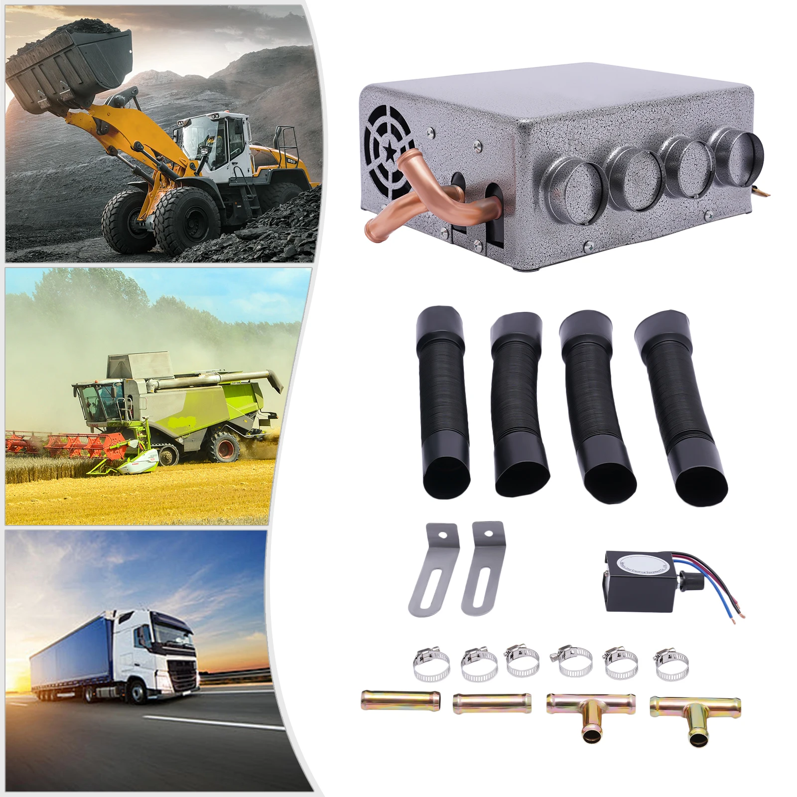 

12V Universal Auxiliary Heater Underdash Heat W|Speed Switch for Car or Truck Minivans Excavators Harvesters 4 ports