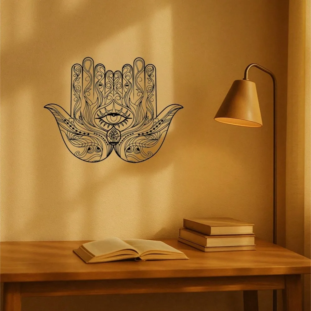 Hamsa Metal Wall Sculpture Meditation Iron Hanging Decor Durable Living Room Bedroom Spiritual Space Rustproof Unique Home Gift