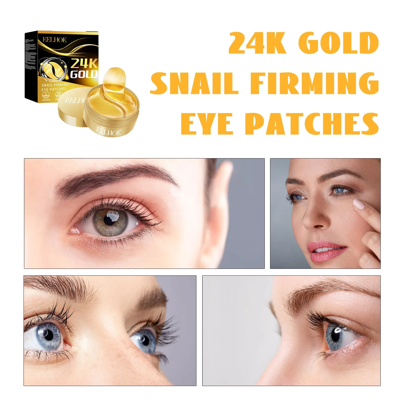 60pcs maschera per gli occhi al collagene 24K Gold Eye Patch alghe occhiaie Anti-gonfiore Anti-età occhi idratanti