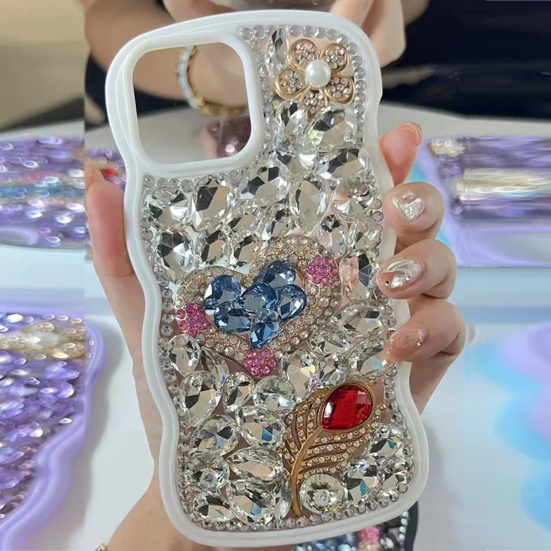 Rhinestone Case for Women, Bling, Glitter, Love Heart, Diamond, Phone Case for iPhone 15, 16, 14 Pro Max, XR, 16Pro, Nice