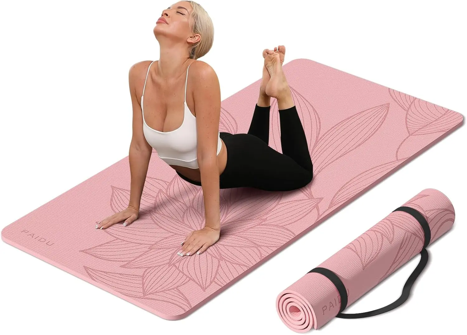 

Large Yoga Mat for Stretching, Gym or Home Workouts, Non-Slip Material, Green Color, Comfortable and Extra Width & Thick