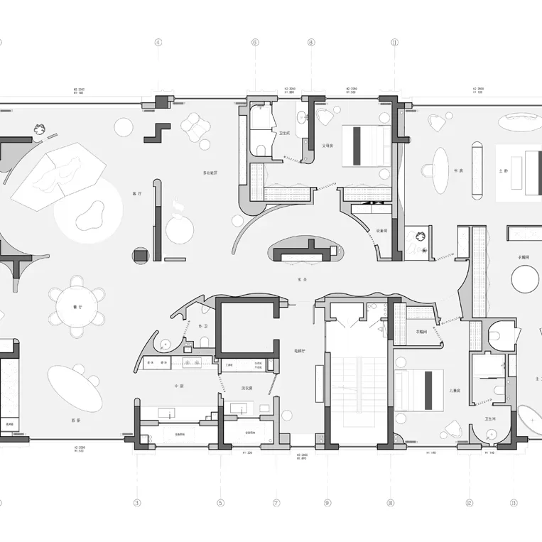 خطط منزل Sanhai التصميم الداخلي الهندسة المعمارية CAD البناء العقارية خطة أرضية المنزل رسومات موجزة معاصرة مسطحة