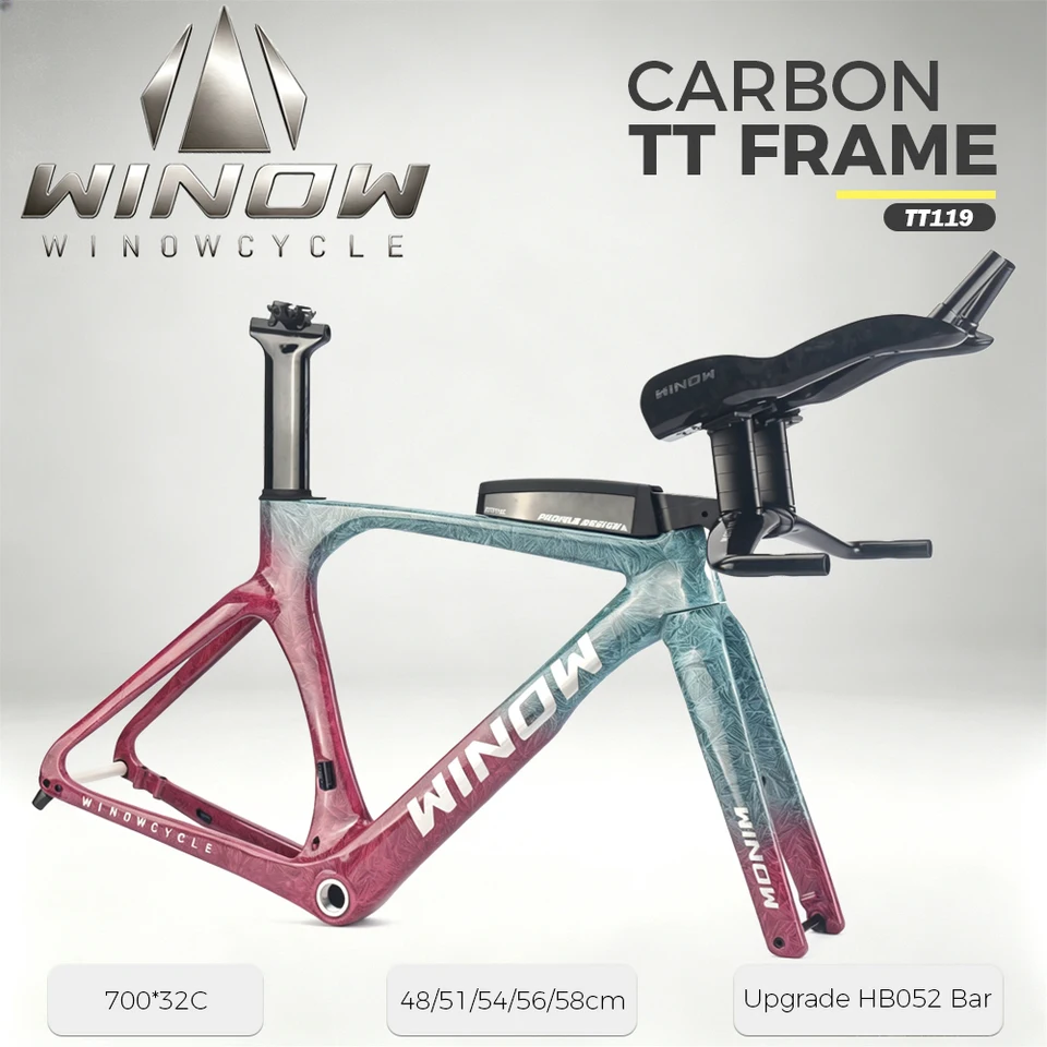 FINTOWON Carbon TT Bike Frame 54cm with HB052 Bar