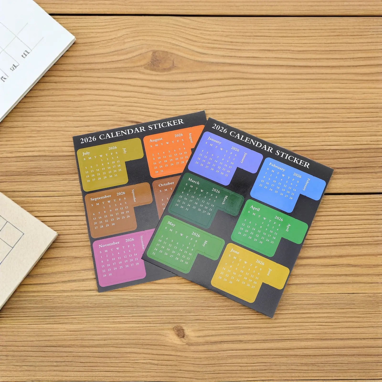 

6 комплектов ежемесячных календарных стикеров-закладок на 12 месяцев, яркие цвета, легко снимаемые, с сильной адгезией, наклейки-планировщики для блокнотов и ежедневников