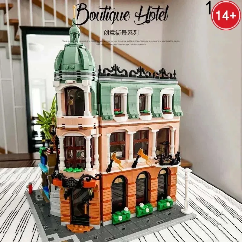 Ensamblar los nuevos bloques de construcción, módulo de hotel de lujo de 3066 piezas 10297, regalo de cumpleaños de decoración familiar de vacaciones para niños