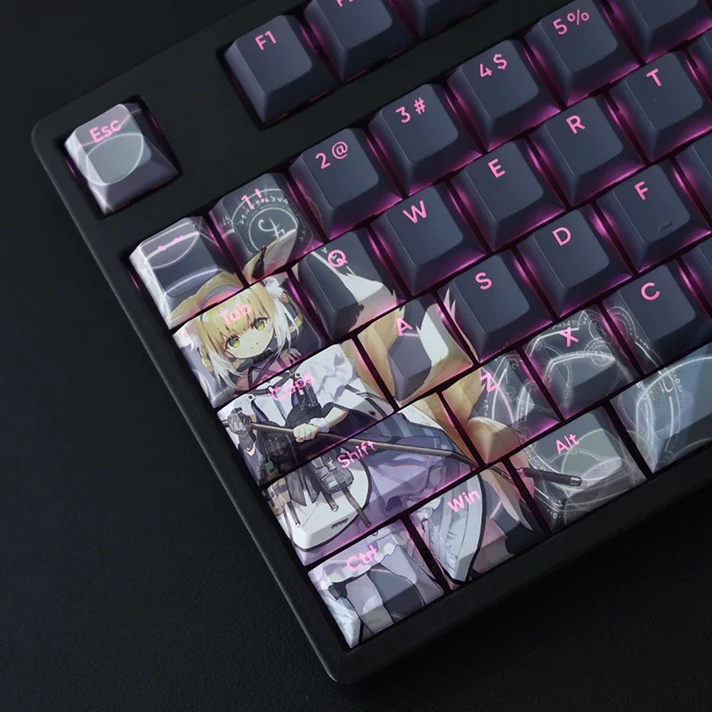 Suzuran 108 Keycap PBT Arknights DYE Sublimation Light Transmitting Cherry MX Cross Axis Switch for Mechanical Keyboard Gift