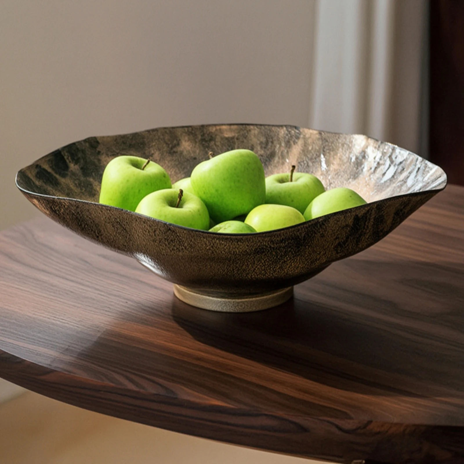 Glass Fruit Plate with Pedestal Decorative Pedestal Bowl Fruit Bowl Textured Glassware Mottled for Centerpiece, Coffee Table
