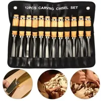 12pcs Wood Carving Hand Chisel Set Woodworking Lathe Gouges Tools Woodcarving Tools Set Carved Chisel Carving Knife Set Gift