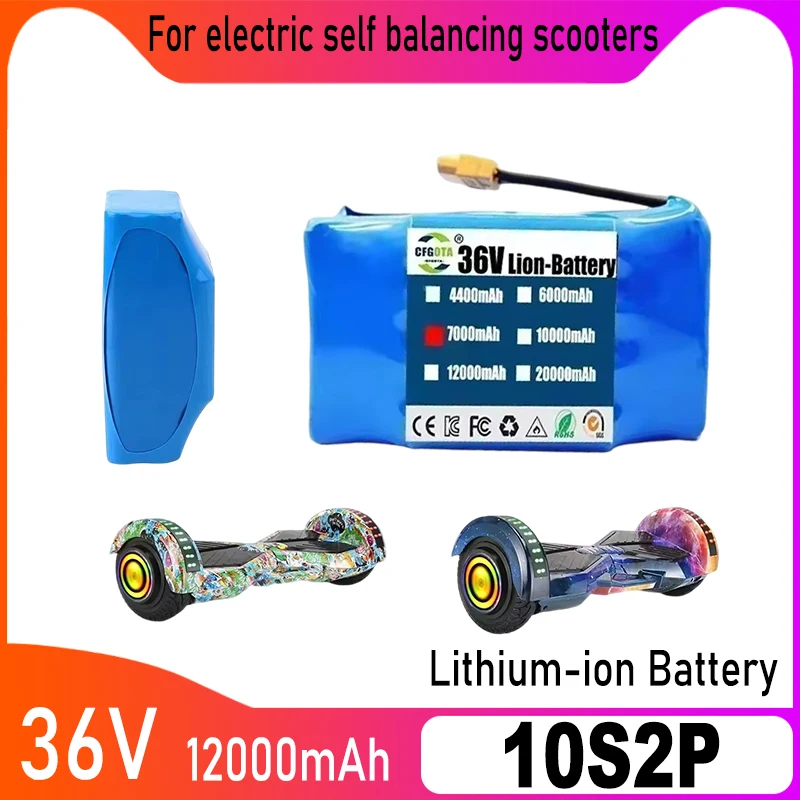 Batteries rechargeables au lithium-ion 36V 12Ah 10s2p authentiques pour scooter électrique auto-équilibrant, hoverboard, monocycle