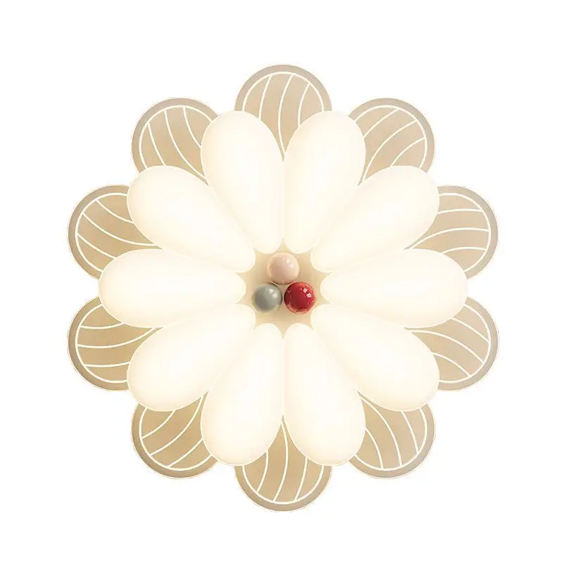 

Simple modern cream wind LED ceiling light Nordic creative warm study children's room petal lighting