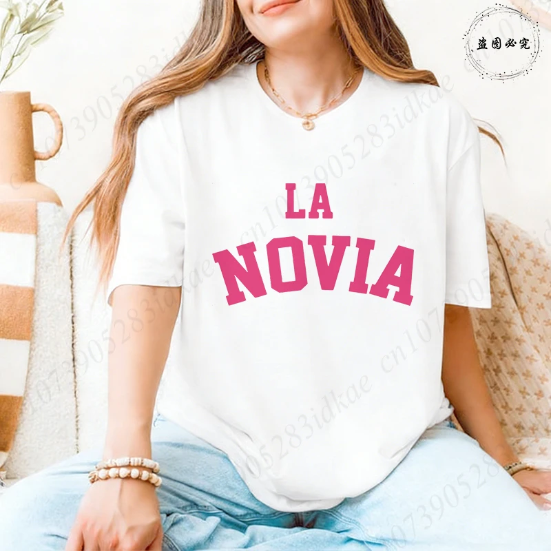 Spanish Women's Equipo De La Novia Matching T-shirts Team Bride Bridesmaid Bachelorette Party Tops O Neck Short Sleeve Tees