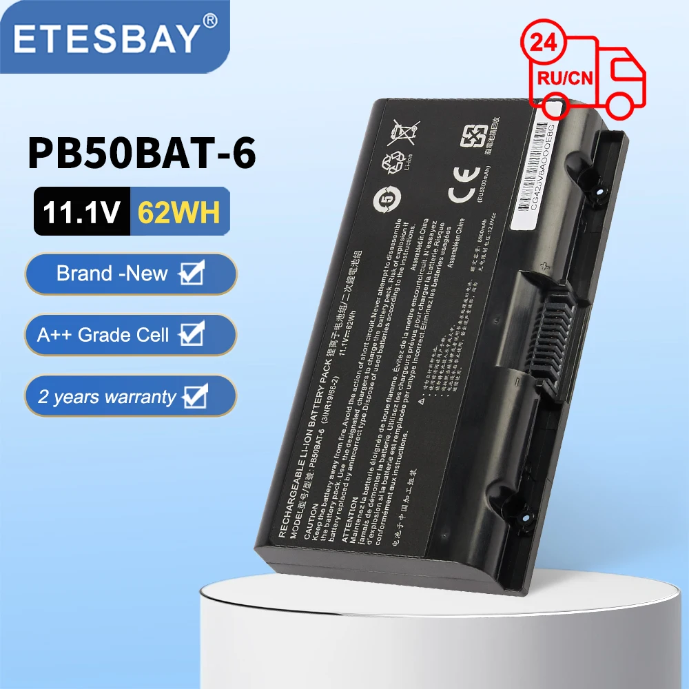 ETESBAY PB50BAT-6 노트북 배터리, Clevo PB51RF-G PB70EF-G PB71EF-G, PowerSpec 1720 1520, Sager NP8371 노트북용