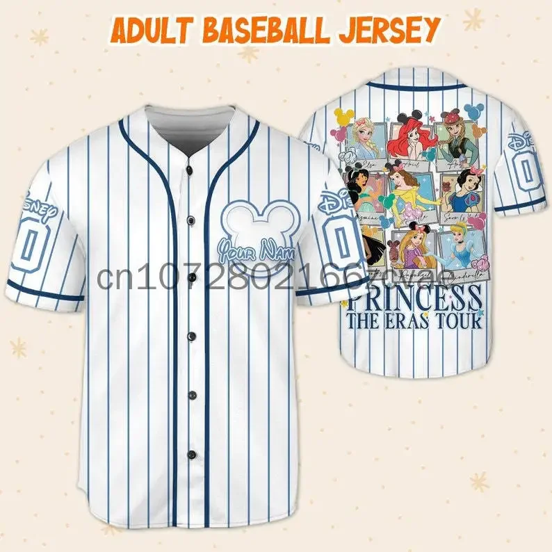 

2024 Custom Disney Ariel Princess Baseball Jersey Outdoor Sports Style Casual Jersey Men's and Women's Personalized T-shirt