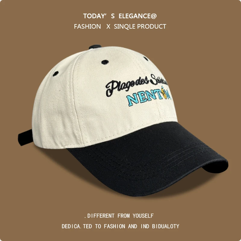 Chapéu Primavera e Verão Estilo Coreano All-Match Letters Color Matching Boné de Beisebol Rosto Pequeno Moda New Peaked Cap Homens