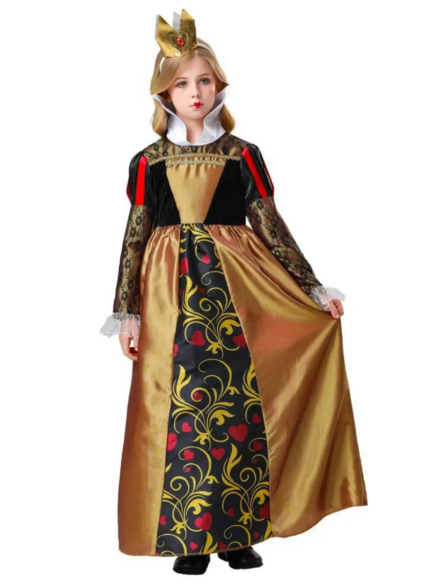 New Children's loween Alice in Wonderland Red Queen Costume Stage Performance Dr Fem Version Ele Ethnic Stage Ou...