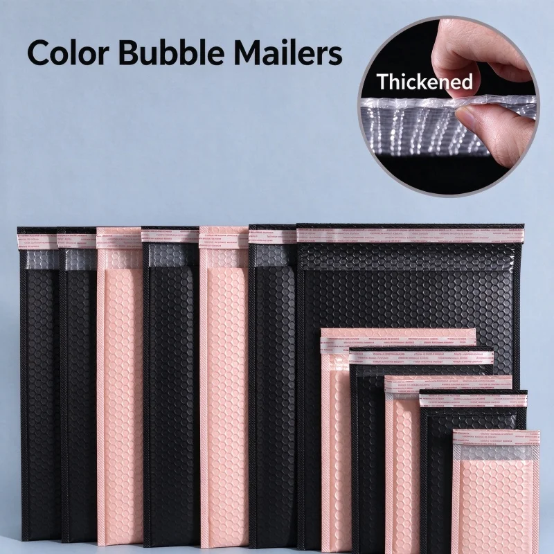 100pcs Colorful Bubble Mailing Bag Self Adhesive Courier Bag Waterproof Protective Transport Bag Gift Wrapping Bag