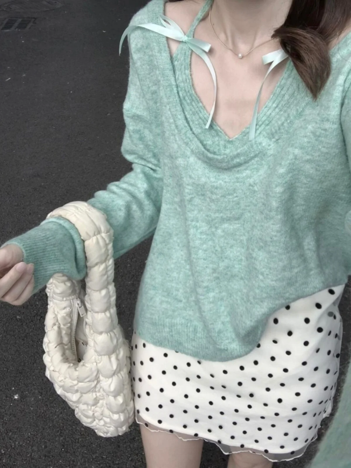 أوائل الربيع Mintenn محبوك قطعتين مجموعة المرأة طبقة قاعدة أعلى الحلو حار الجنية مثل ملابس داخلية طويلة Sve جولة Ne #3