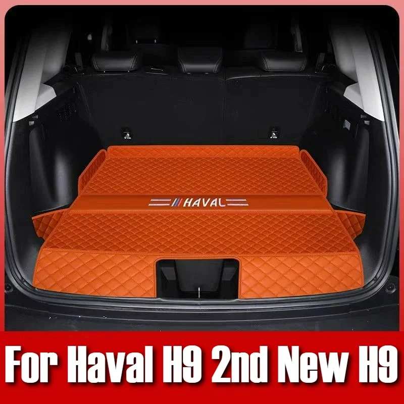 

For Haval H9 2nd New H9 Car Accessories 2024 2025 Trunk Protection PU Leather Mat Cover Waterproof Cargo Liner Boot Carpets