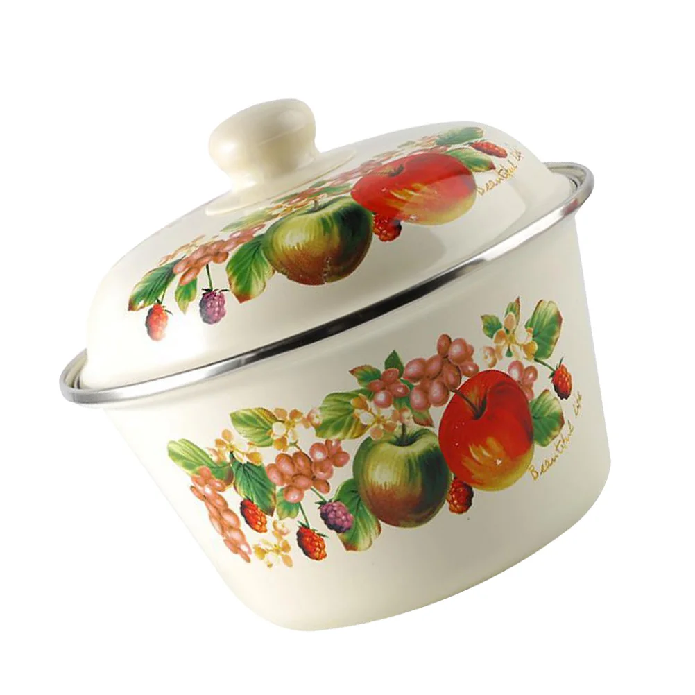 Home Decor Storage Shelves Enamel Basin Ceramics Mixing Bowl Lard Oil Pots Retro with Lid Thickened Colorful Holder