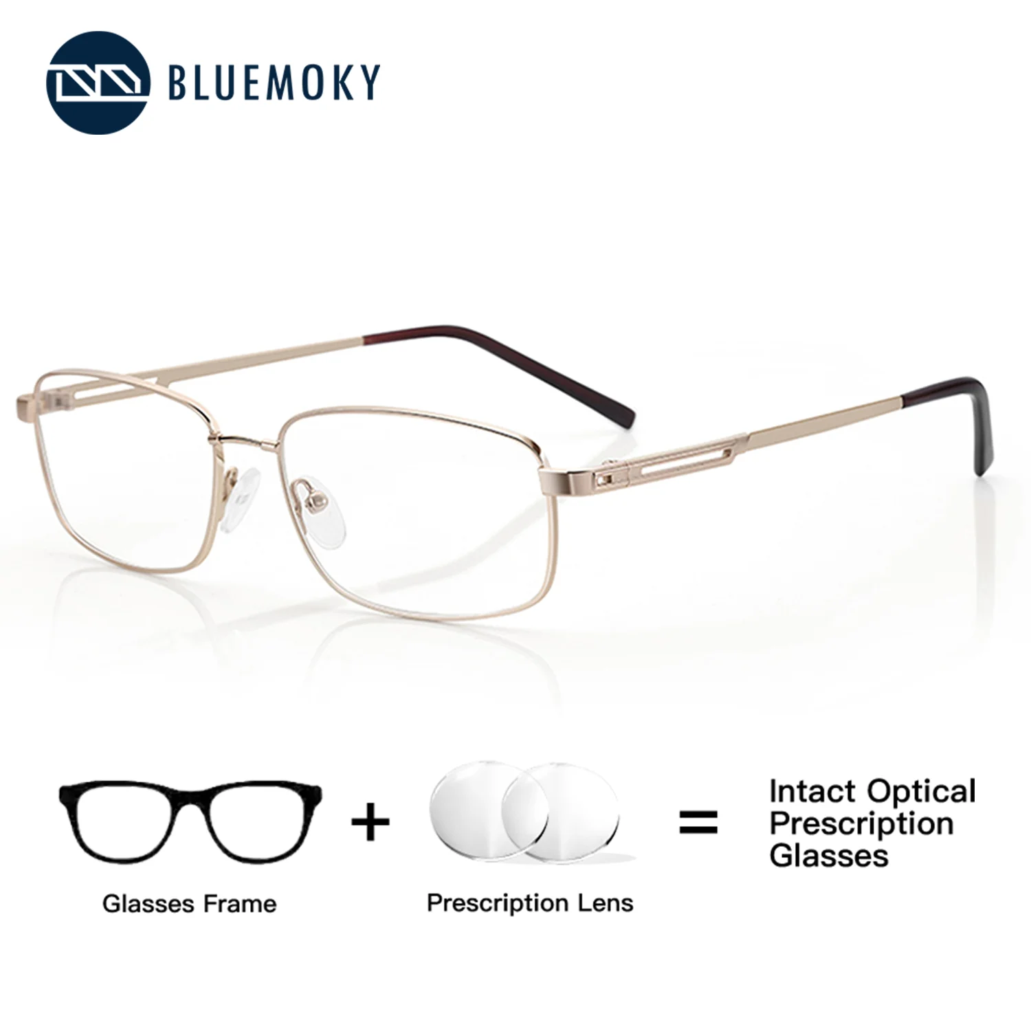 

BLUEMOKY Metal Square Prescription Glasses Men Computer Correction Vision Photochromic Reading Progressive Optical Lenses