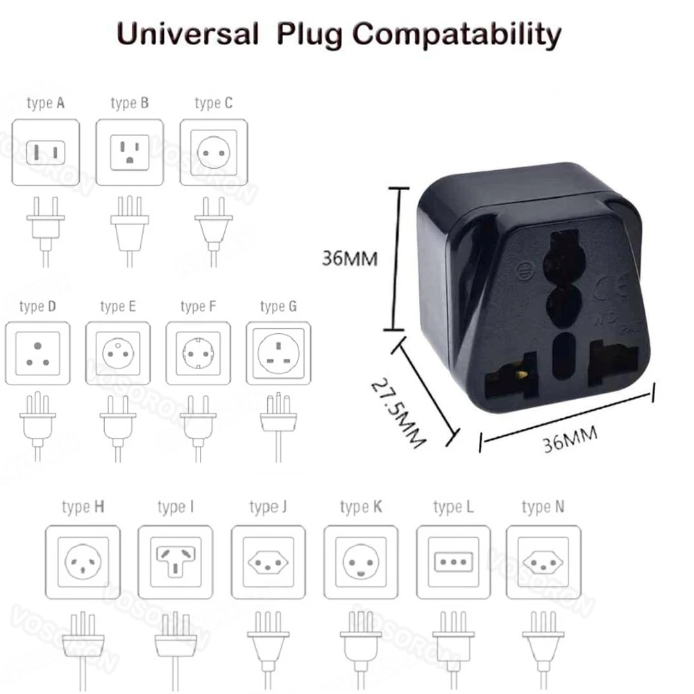 Small South Africa Converter (Type D), AU UK US EU To South Africa/India/Russia/Sri Lanka Travel Plug AC Power Outlet Adapter