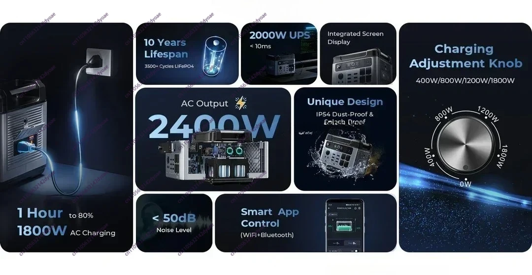 2025 2400W LiFePO4 Battery Energy System Power Station Solar Generator