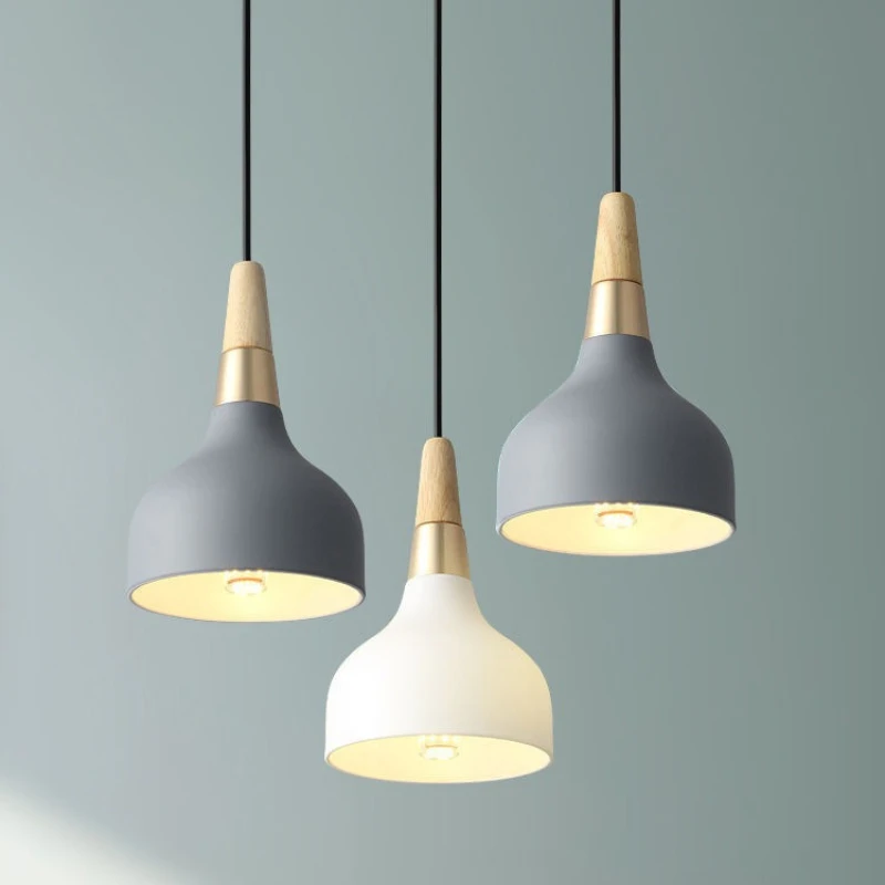 Nordic LED  Hanging Lamps Restaurant New Single Head Pendant Lights Modern and Simple Macaron Art Bar Headboard Chandelier