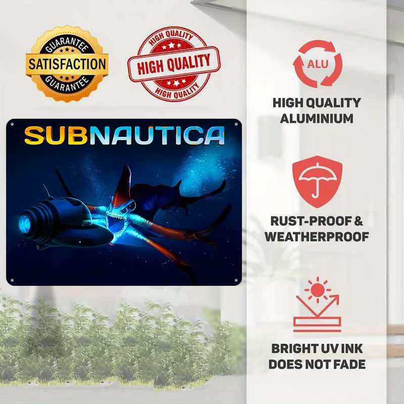 Subnautica Game Art Personalized 3D Textured Metal Poster Wall Art Tinplate Sign for Bedroom Decoration Room Decorating Interior