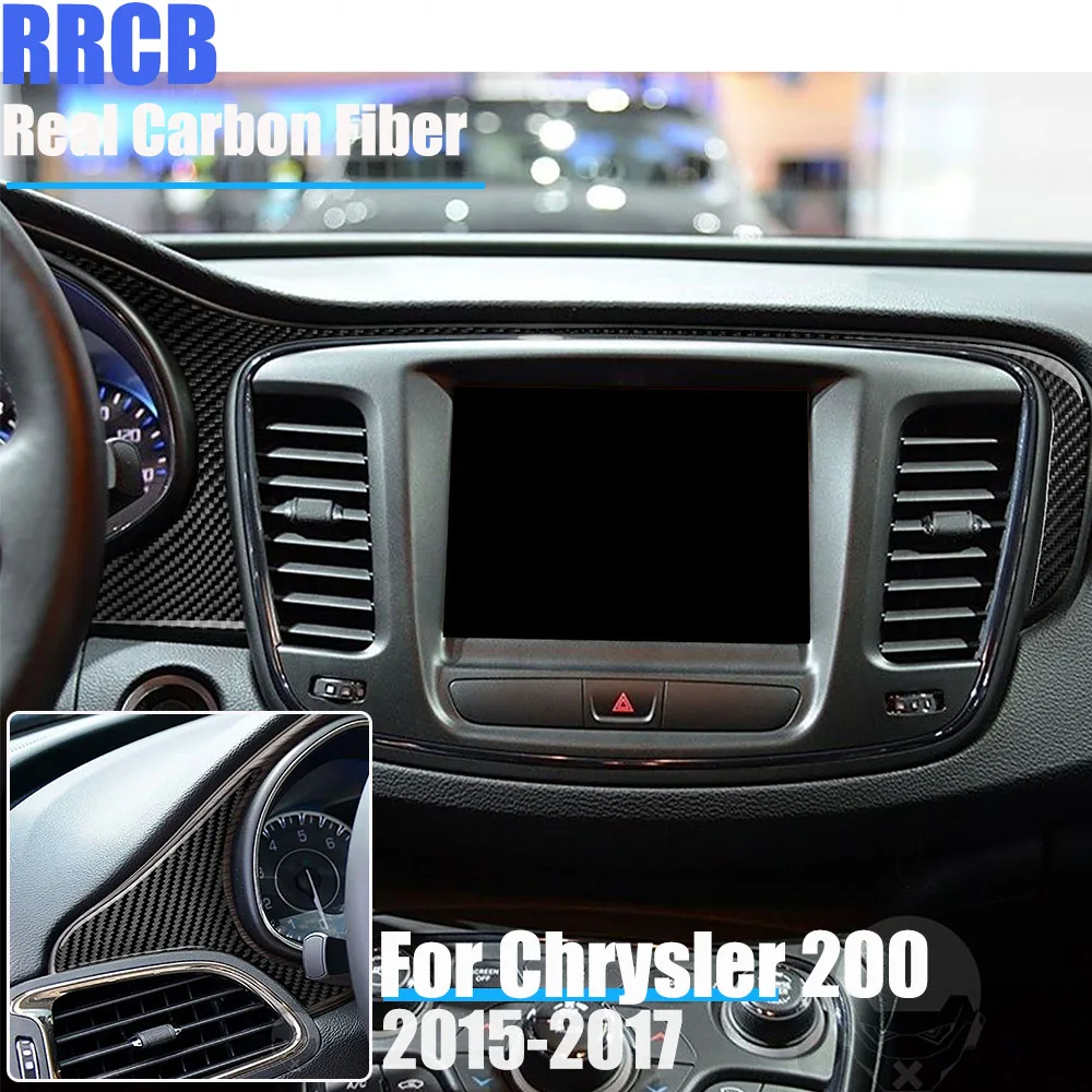 For Chrysler 200 2015 2016 2017 Flexible Real Carbon Fiber 4-Piece Speedometer Surround Overlay Trim Set