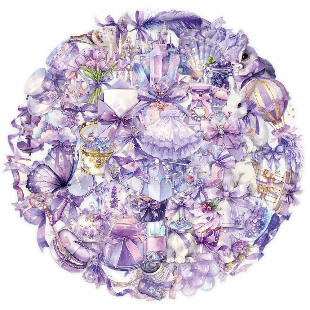 50 قطعة من الملصقات الأرجوانية الخيالية الكرتونية على شكل قلب جرلي شفاف للحيوانات الأليفة المزخرفة للكمبيوتر المحمول والأمتعة iPad ملصقات مقاومة للماء لعبة أطفال #2