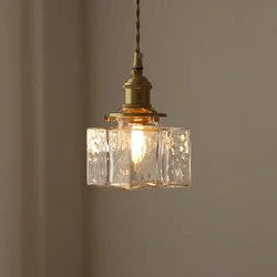 Modern New Style Malleolar Groove Glass Pendant Light Yellow Copper Dining Room Study Hotel Chandelier Lightingt E27 Home Decor