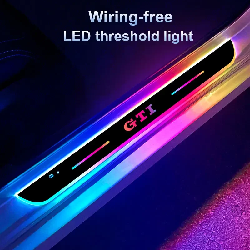 Car LED RGB Door Sill Lamp Welcome Pedal Atmosphere Styling light For Golf GTI 4 5 6 7 MK4 MK5 MK7 Car Custom Logo