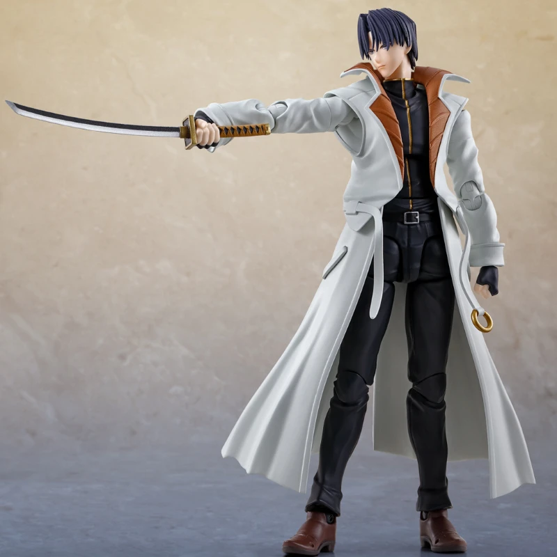 In Stock Original Bandai SHF Rurouni Kenshin Series Shinomori aoshi Action Figures Toys Model Genuine Collector Anime Hobby