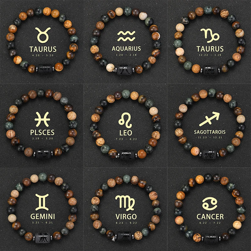 

12 Zodiac Signs Bracelet Scorpio Taurus Cancer Virgo Libra Bracelet Ladies Men Couple Friendship Jewelry Gift Bracelet Jewelry