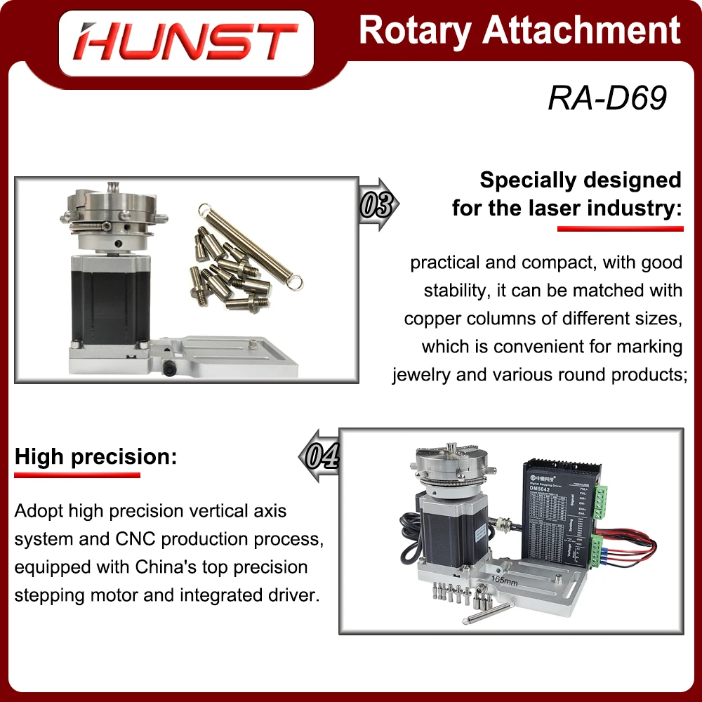 HUNST Rotary Attachment Diameter 69mm Device Fixture Gripper Three Chuck Rotary Worktable for Laser Marking Parts Machine