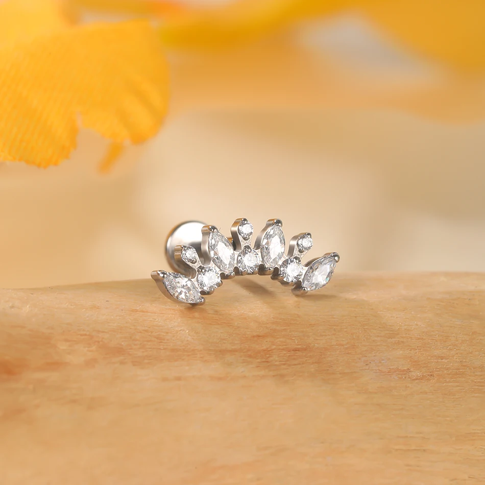 1 قطعة التيتانيوم زركونيا دولفين فراشة وأقراط داخليا الخيوط اللولب الزنمة Labret ثقب مجوهرات للجسم #4