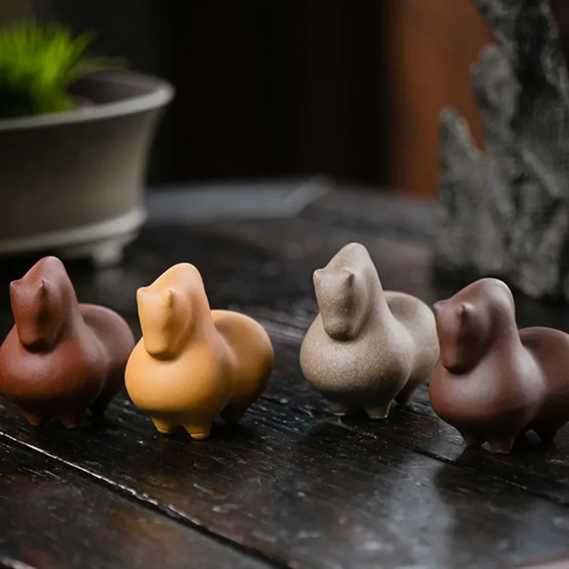 Yixing Purple Clay Tea Pet Cartoon Horse To Success Animal Sculpture Ornaments Chinese Home Tea Set Decoration Accessories Craft