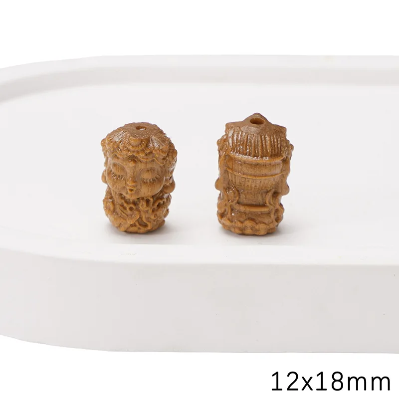 1PC Natural Wooden Sandalwood Carved Buddha With Hole For Jewelry Making Diy Necklace Bracelet Pendant Accessory Findings