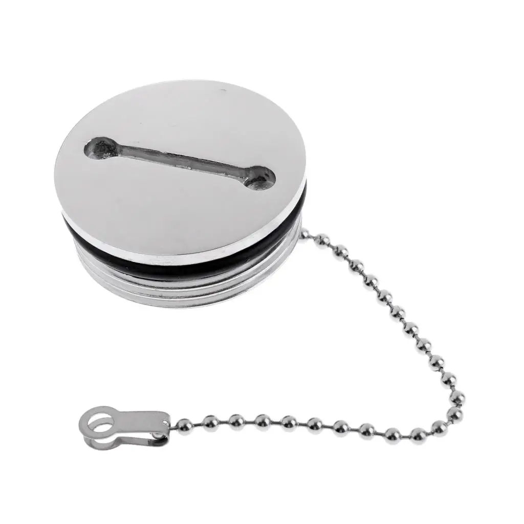 Boat Marine 316 Stainless Steel Slotted Replacement Deck Fill Cap With Durable and Polished Chain