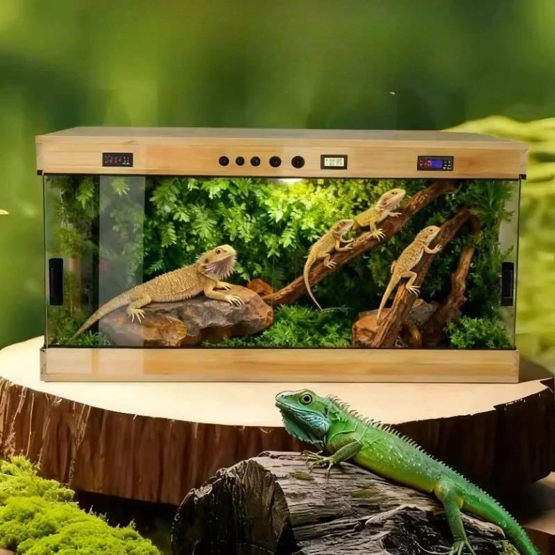 

Панорамный террариум из массива дерева с постоянной температурой для гекконов, черепах, змей, с подогревом и изоляцией