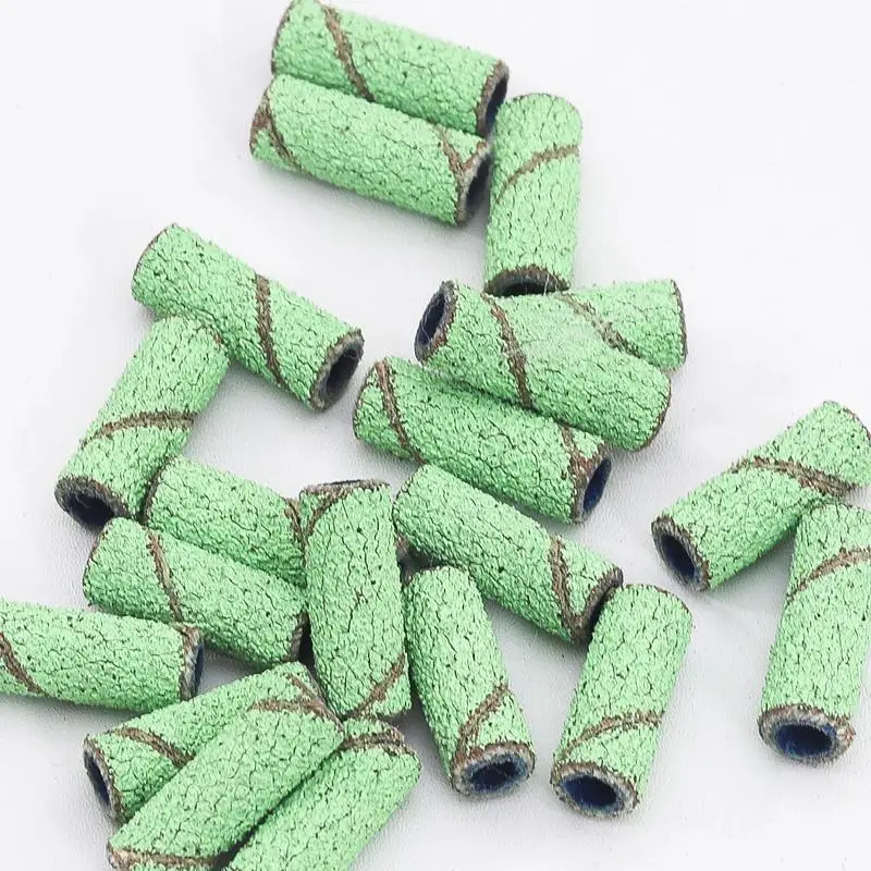 20 個ミニサンディングバンドリング肥厚ネイルドリルビット 1 個マンドレルセット付きカラフルな電気マニキュアアクセサリーツール