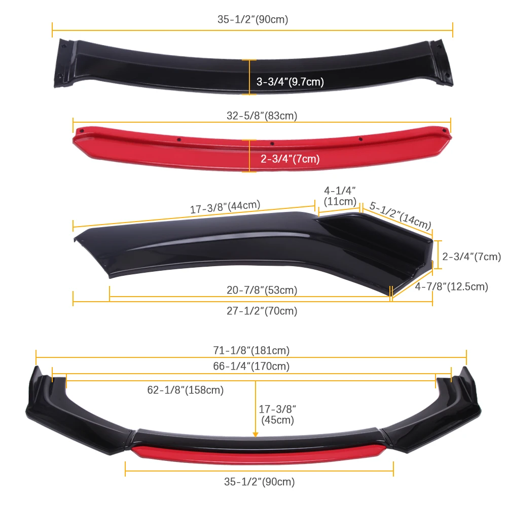 Universal Front Bumper Lip Spoiler Chin Body Kit Protection PP Auto Car Exterior Aerodynamic Parts