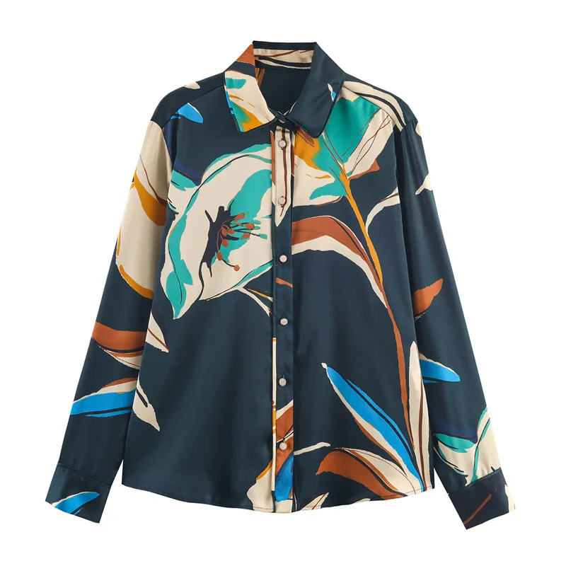 

Women's Fashion Simple Versatile Printed Flowing Elegant Shirt