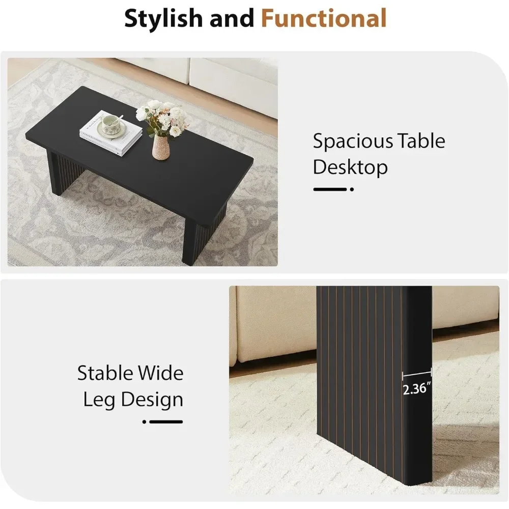 

[Hot Sale, Limited Time Offer!]mid-century modern farmhouse style rectangular fluted coffee table for boho living rooms